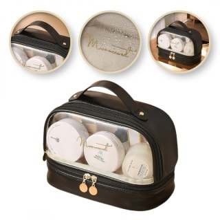 Kosmetyczka organizer na kosmetyki czarna dwupoziomowa 23x13,5x16cm KS115CZ