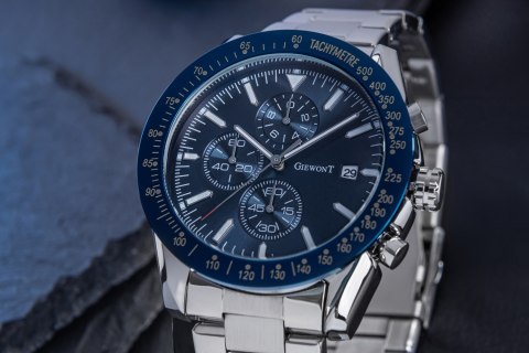 Zegarek Męski Giewont PrimeChrono GW8620-2 Chronograf Silver/Blue Giewont