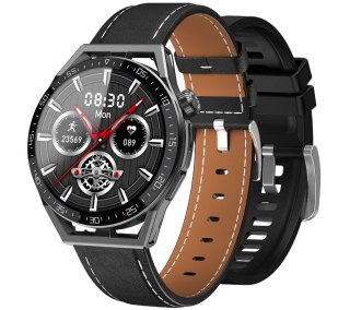 Smartwatch Rubicon RNCE88-1 Czarny- Czarny Pasek Silikonowy + Czarny Pasek Skórzany RUBICON