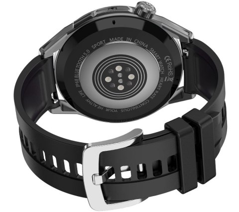 Smartwatch Rubicon RNCE88-1 Czarny- Czarny Pasek Silikonowy + Czarny Pasek Skórzany RUBICON