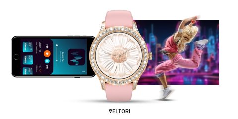 Smartwatch Damski Veltori VT360-1 Różowy Pasek Silikonowy VELTORI