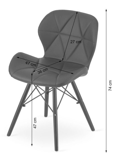 Krzesło LAGO ekoskóra - szare / nogi czarne x 3