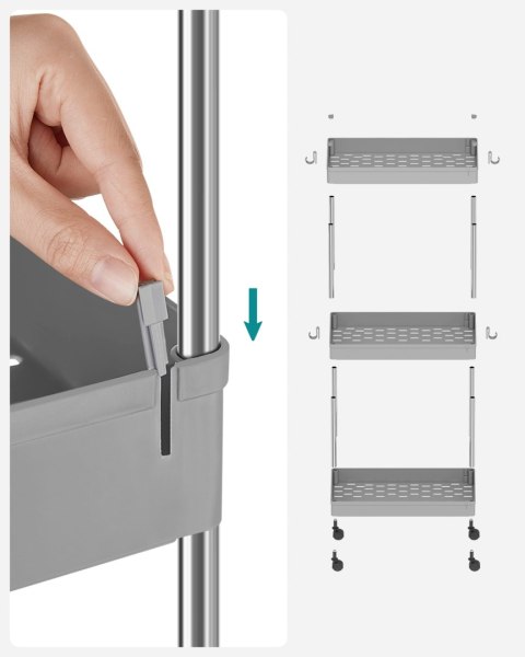 Szafka na kółkach 3 półki szara - KSC009G01