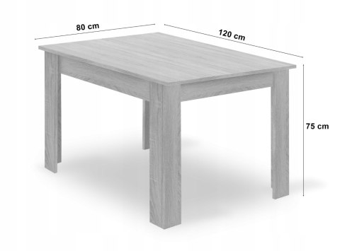 Zestaw stół prostokątny 120x80 dąb sonoma + 4 krzesła MARK czarne