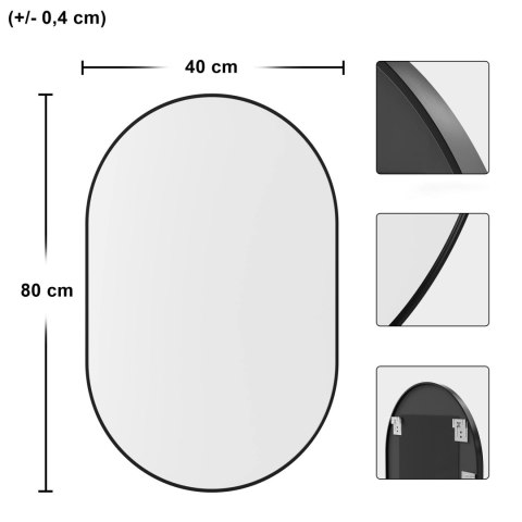 Lustro owalne 80x40cm czarna rama