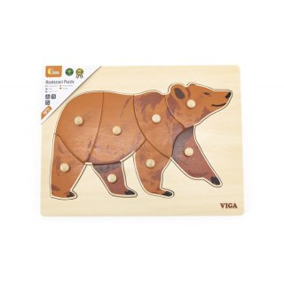 VIGA Drewniane Puzzle Montessori Miś Niedźwiedź z Pinezkami Viga Toys