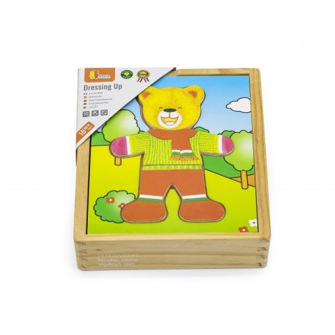 VIGA Drewniane Puzzle Układanka Edukacyjna Ubierz Misia Chłopca Viga Toys