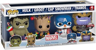 Funko POP Marvel Happy Holidays Hulk Groot Cap Thanos 4pak SE