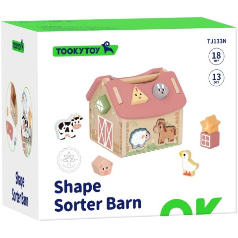 TOOKY TOY Farma Sorter Drewniany Zwierzęta Kształty Tooky Toy