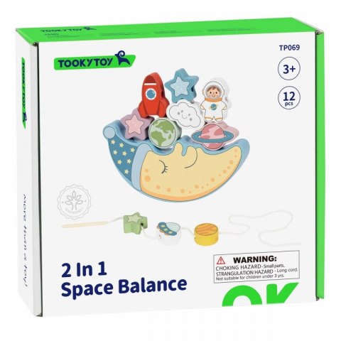 TOOKY TOY Śpiący Księżyc Balansująca Układanka Drewniana Nawlekanka Montessori Tooky Toy