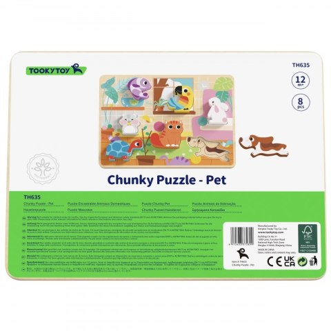 Tooky Toy Drewniane Puzzle Montessori Zwierzątka Dom Dopasuj Kształty Tooky Toy