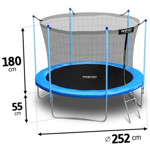 Trampolina ogrodowa 8ft/252cm siatka wewnętrzna i drabinką Neo-Sport