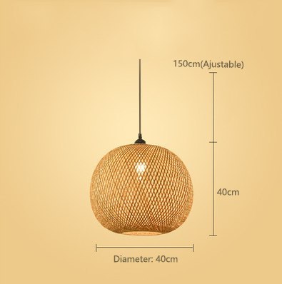 Bambusowa lampa wisząca w kształcie kuli - 40 cm (naturalny kolor)