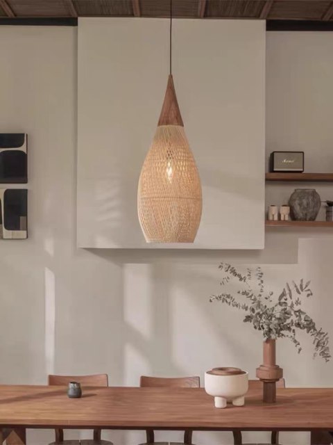 Rustykalna rattanowa lampa wisząca - 25cm (naturalny kolor)