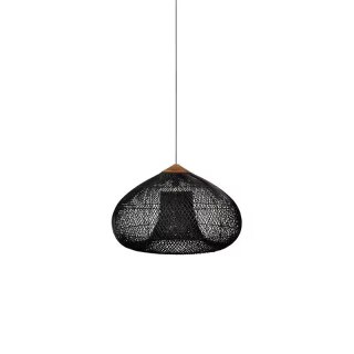 Sufitowa naturalna lampa rattanowa wisząca - 40cm - czarna