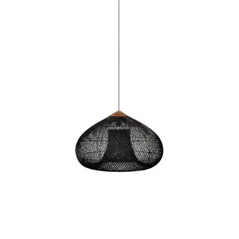 Sufitowa naturalna lampa rattanowa wisząca - 50 cm - czarna