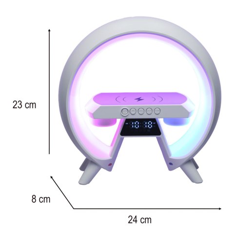 Lampka RGB z ładowarką indukcyjną z radiem biała