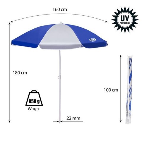 NC7813 PARASOL PLAŻOWY 180 CM NILS CAMP NILS CAMP