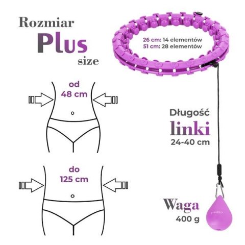 HHW12 PLUS SIZE HULA HOP VIOLET Z WYPUSTKAMI I OBCIĄŻNIKIEM HMS HMS