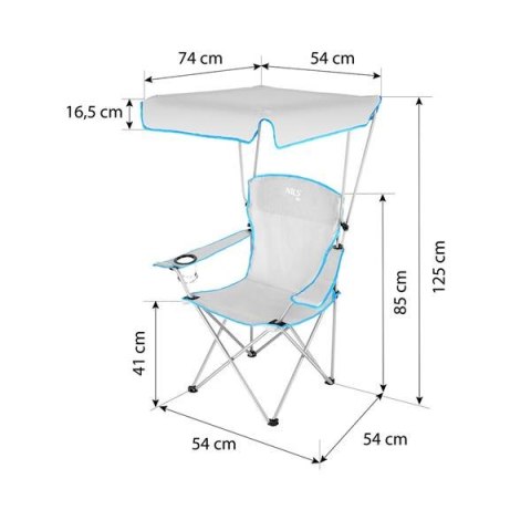 NC3087 SZARE KRZESŁO TURYSTYCZNE Z DASZKIEM NILS CAMP NILS CAMP