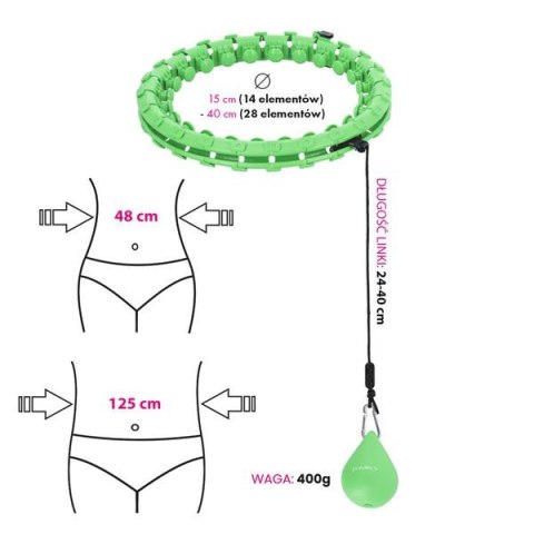 HHW12 PLUS SIZE HULA HOP GREEN Z WYPUSTKAMI I OBCIĄŻNIKIEM HMS HMS