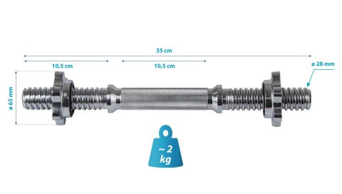 GRYF KRÓTKI 35 CM + ZACISKI ENERO FIT fi28 MM EB FIT