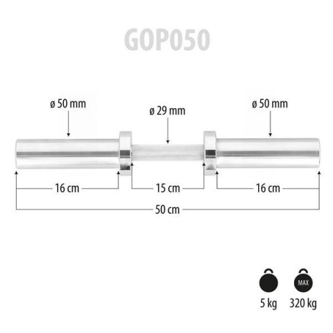 GOP050 (+ZACISKI) GRYF KRÓTKI OLIMPIJSKI 5KG 50CM HMS HMS