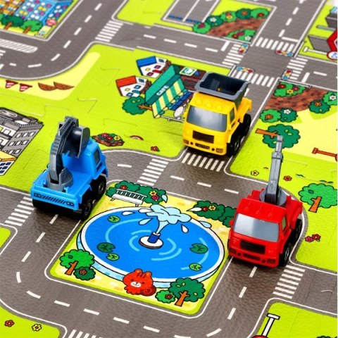 MD02 MATA DZIECIĘCA PUZZLE CARS 9 ELEMENTÓW 90x90CM NILS FUN NILS FUN