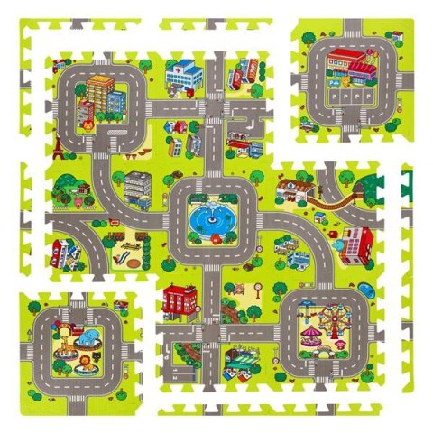 MD02 MATA DZIECIĘCA PUZZLE CARS 9 ELEMENTÓW 90x90CM NILS FUN NILS FUN