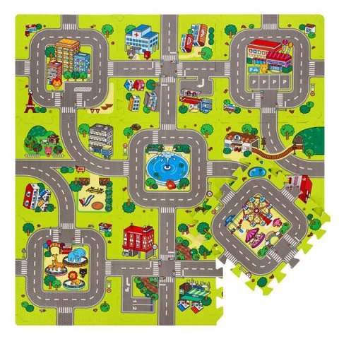 MD02 MATA DZIECIĘCA PUZZLE CARS 9 ELEMENTÓW 90x90CM NILS FUN NILS FUN