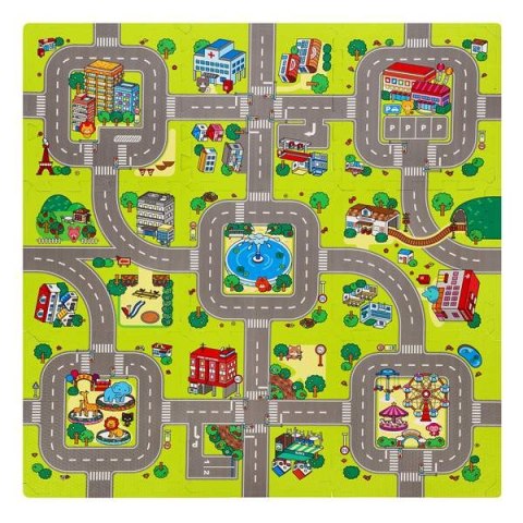 MD02 MATA DZIECIĘCA PUZZLE CARS 9 ELEMENTÓW 90x90CM NILS FUN NILS FUN