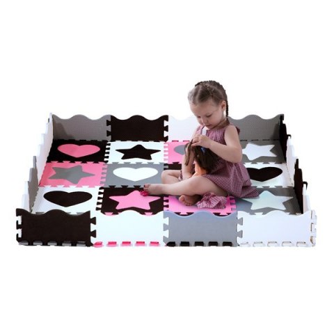 MD03 MATA DZIECIĘCA PUZZLE KOJEC PINK HEARTS 36 ELEMENTÓW 140x140CM NILS FUN NILS FUN