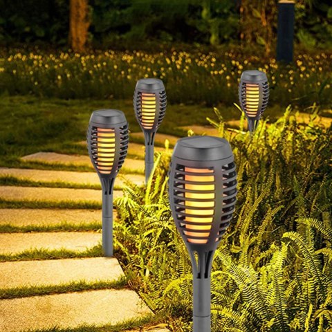 POCHODNIA LAMPA SOLARNA TAŃCZĄCE PŁOMYKI 12 LED SMD 7,5x7,5x46,5CM SZARA Saska Garden