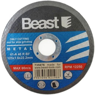 Tarcza do cięcia metalu 125 x 1.6 mm BEAST