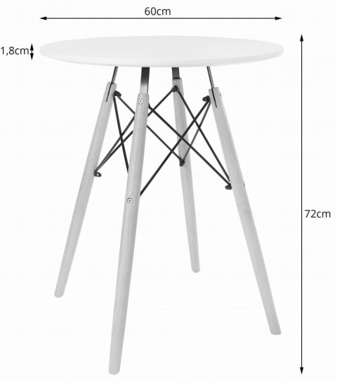 Zestaw stół okrągły TODI 60cm biały + 2 krzesła OSAKA niebieskie