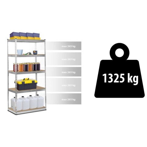 Regał metalowy magazynowy 183 x 90 x 45 cm Humberg HR-700 srebrny Humberg