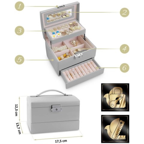 Szkatułka na biżuterię MS-704 Massido - szara Massido