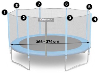 Siatka zewnętrzna do trampolin 374cm 12ft Neo-Sport Neo-Sport