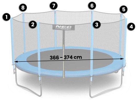 Siatka zewnętrzna do trampolin 374cm 12ft Neo-Sport Neo-Sport