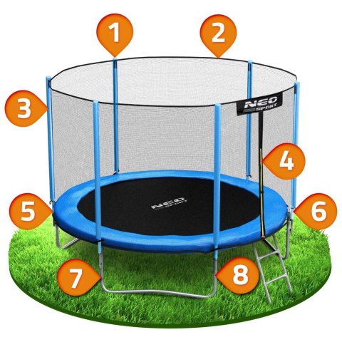 Trampolina ogrodowa 10ft/312cm z siatką zewnętrzną i drabinką Neo-Sport Neo-Sport