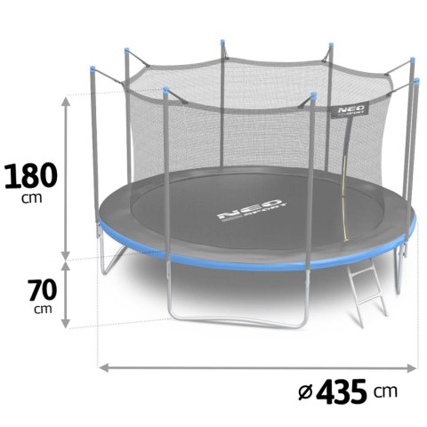 Trampolina ogrodowa 14ft/435cm z siatką wewnętrzną i drabinką Neo-Sport Neo-Sport