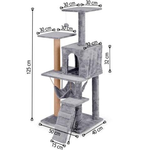 Drapak dla kota 125 cm Pethaus PH-007 szary Pethaus