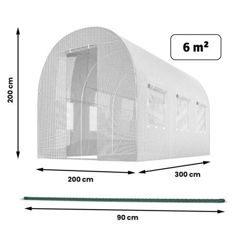 Tunel ogrodowy 2 x 3 m (6m2) biały Plonos Plonos