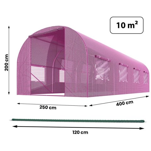 Tunel ogrodowy 2,5 x 4 m (10m2) różowy Plonos Plonos