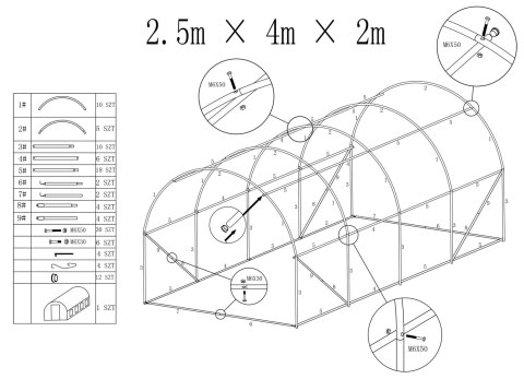 Pokrycie na tunel foliowy szklarnię ogrodową 2,5x4 m