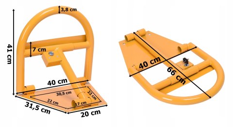 Blokada parkingowa zapora 40 cm z kluczami