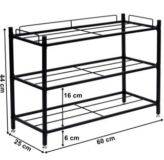 Regał na buty loft Viena 3 poziomy czarna