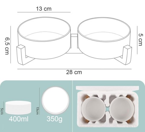 Ceramiczne miski dla psa 400ml 2x JAX białe