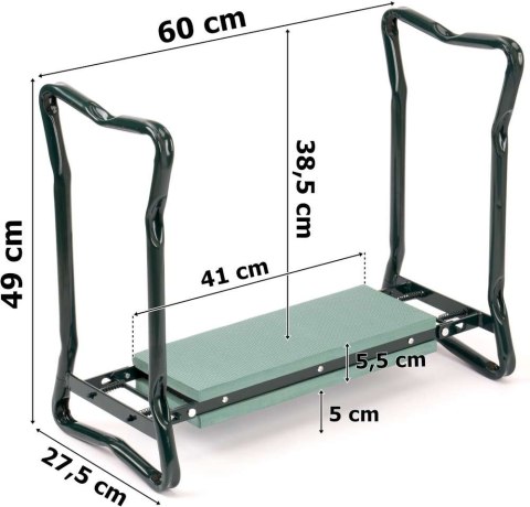 Klęcznik ogrodowy ławeczka 2w1 ZAVES zielony