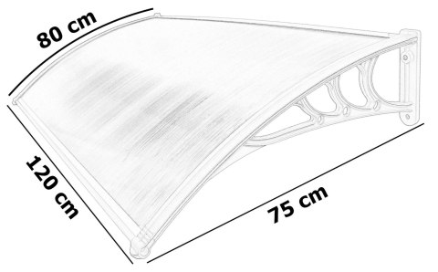 Daszek zadaszenie SAGO brązowy nad drzwi 80x120 cm